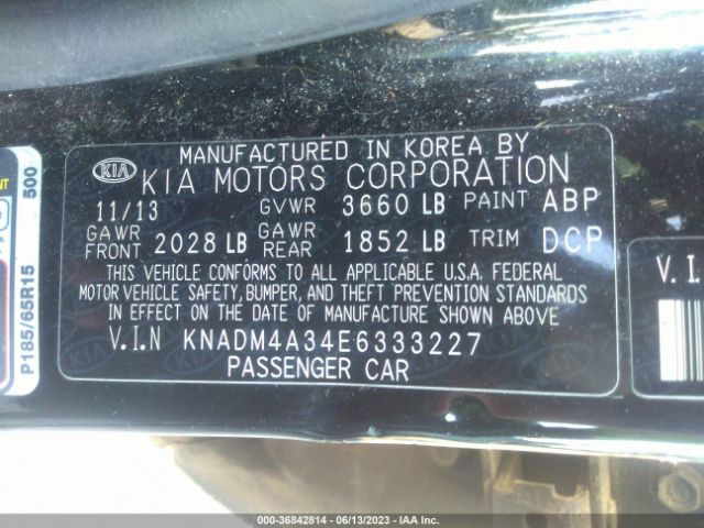 KNADM4A34E6333227 KIA RIO LX