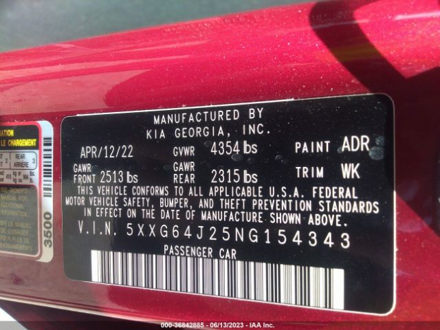 5XXG64J25NG154343 KIA K5 Gt-line