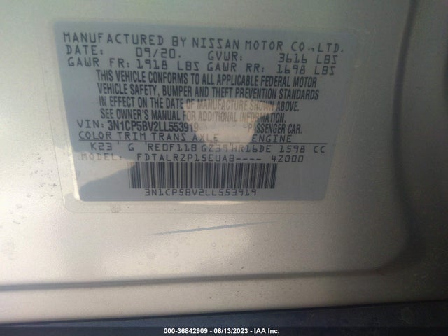 Nissan KICKS S 2020 3N1CP5BV2LL553919 Image 16