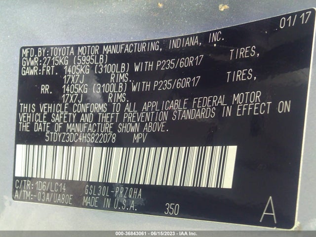 Toyota Sienna Xle Auto Access 2017 5TDYZ3DC4HS822078 Image 15