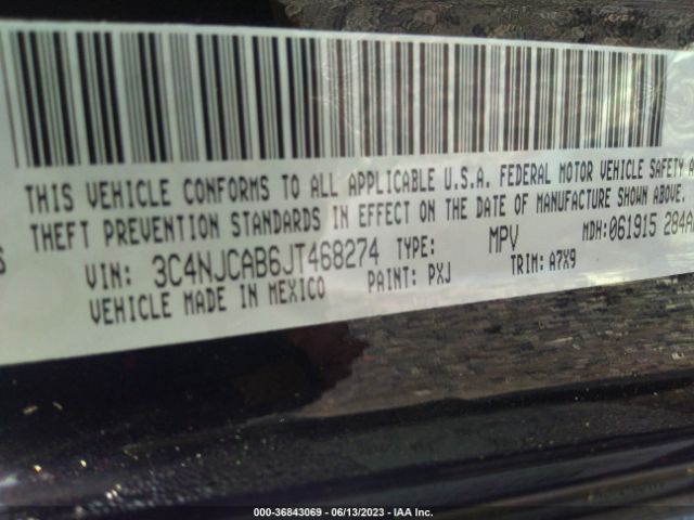 3C4NJCAB6JT468274 Jeep Compass Sport