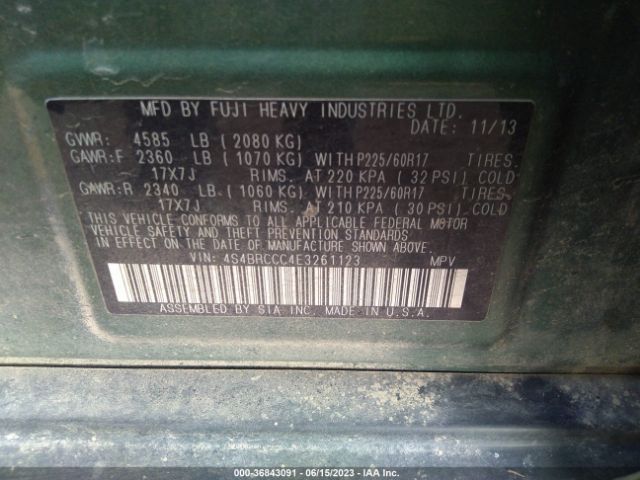 4S4BRCCC4E3261123 Subaru Outback 2.5i Premium