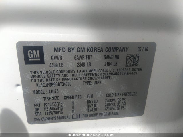 KL4CJFSB9GB734799 Buick Encore Convenience