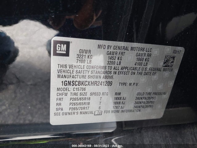 Chevrolet Tahoe Lt 2017 1GNSCBKCXHR241209 Image 9