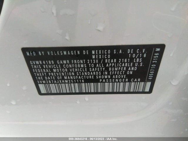 3VW2B7AJXHM251116 Volkswagen Jetta 1.4t S