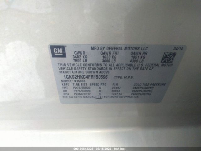 1GKS2HKC4FR150596 GMC Yukon Xl Slt