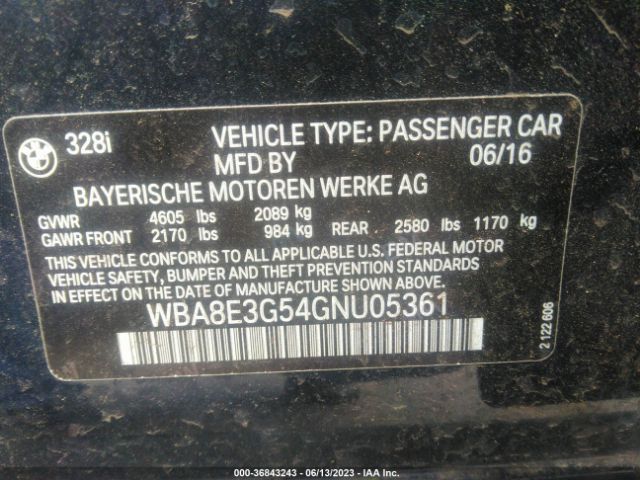 WBA8E3G54GNU05361 BMW 3 Series 328i Xdrive