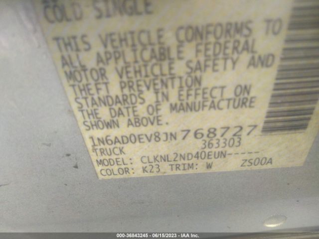 1N6AD0EV8JN768727 Nissan Frontier Sv V6