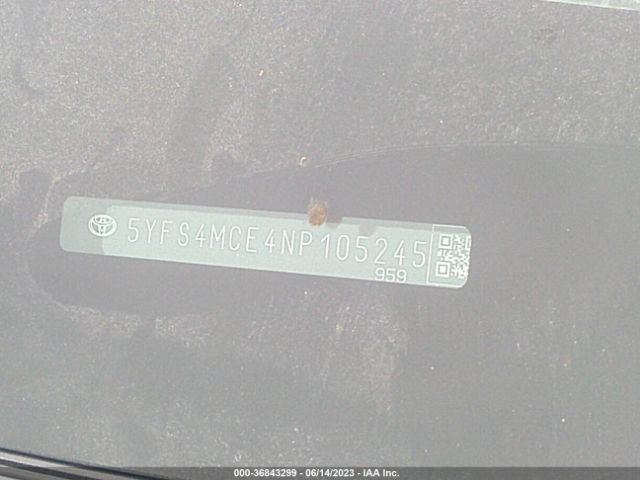 5YFS4MCE4NP105245 Toyota Corolla Se/se Nightshade/apex Se