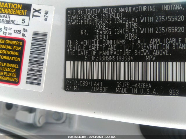 Toyota Highlander Platinum 2022 5TDFZRBH9NS189694 Image 15