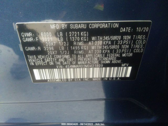 4S4WMARD2M3421809 Subaru Ascent Touring