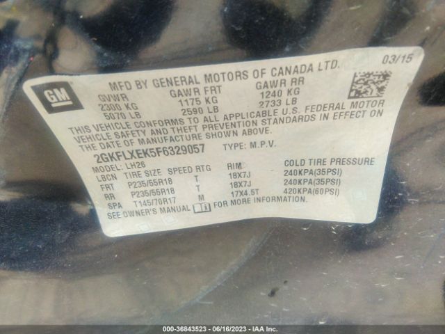 2GKFLXEK5F6329057 GMC Terrain Slt