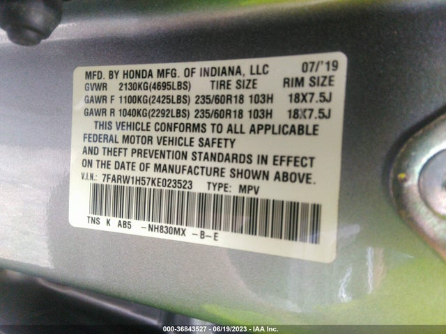 Honda CR-V EX 2019 7FARW1H57KE023523 Image 9