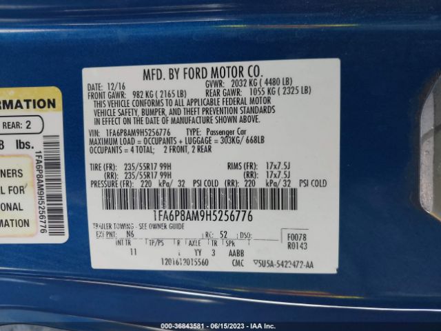 1FA6P8AM9H5256776 Ford Mustang V6