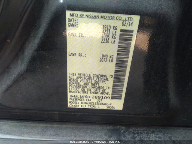 Nissan Altima 2.5 Sv 2014 1N4AL3AP0EC289109 Image 10