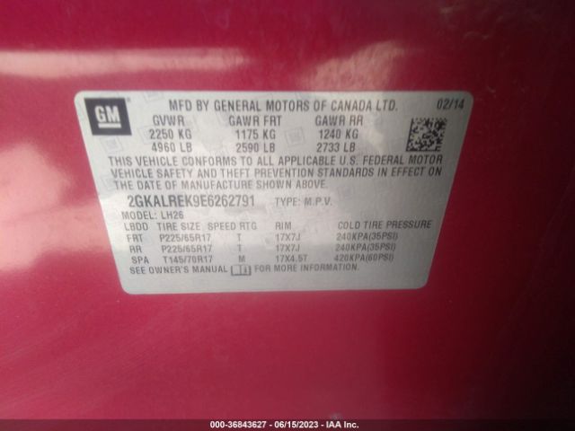 2GKALREK9E6262791 GMC Terrain Sle