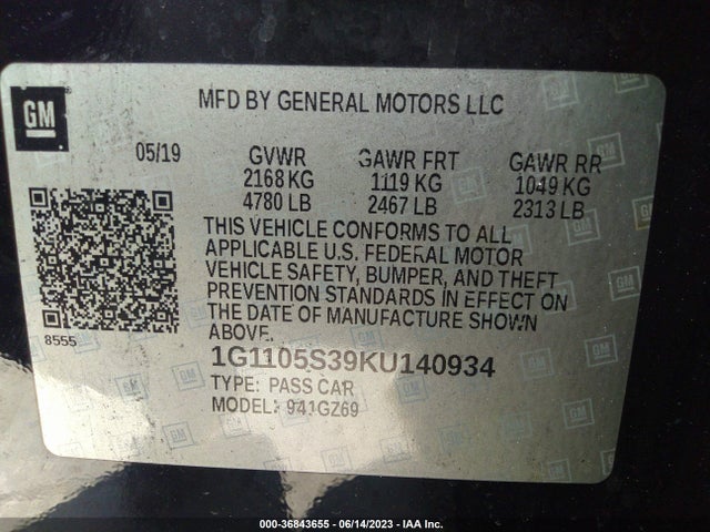 Chevrolet Impala Premier 2019 1G1105S39KU140934 Image 9