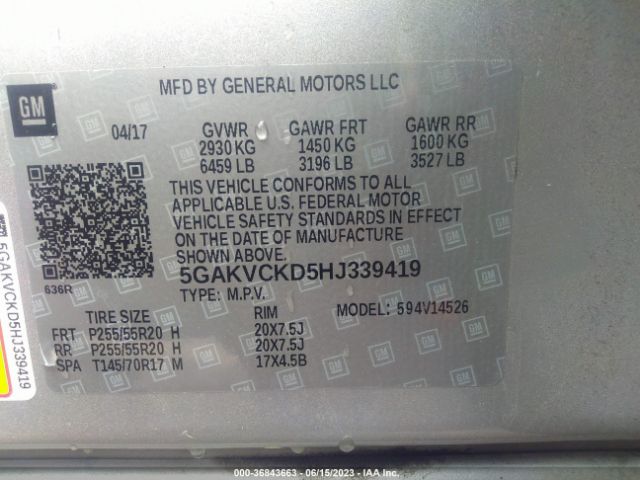 5GAKVCKD5HJ339419 Buick Enclave Premium
