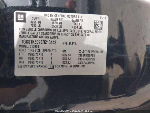 1GKS1KE09ER213143 GMC Yukon Xl Slt