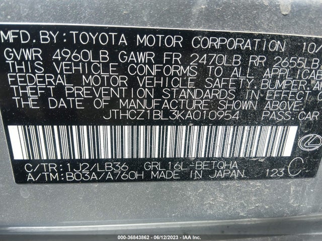 2019 Lexus GS, VIN: JTHCZ1BL3KA010954