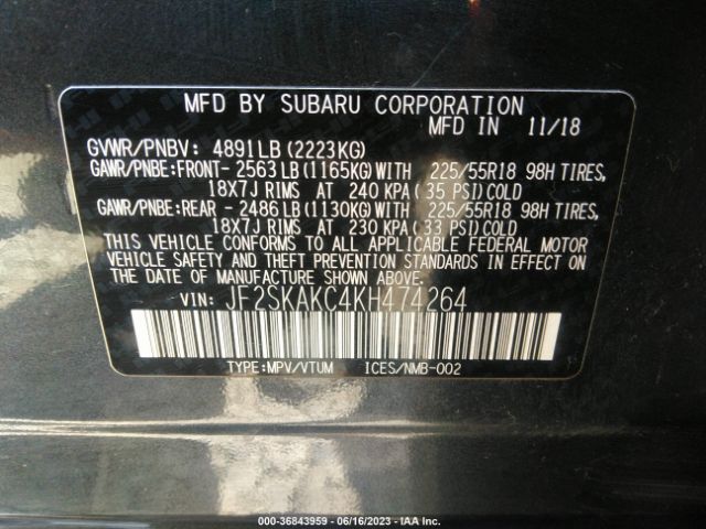 JF2SKAKC4KH474264 Subaru Forester Sport