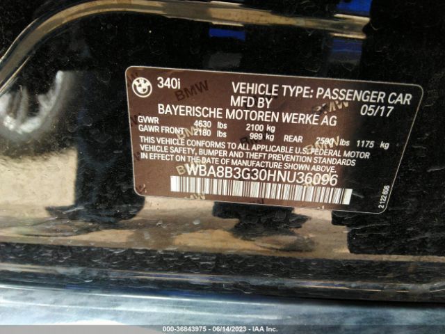 WBA8B3G30HNU36096 BMW 3 Series 340i