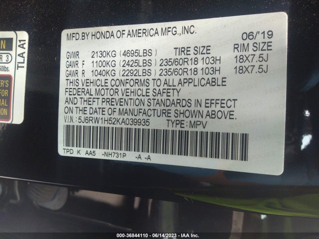 Honda CR-V EX 2019 5J6RW1H52KA039935 Image 14