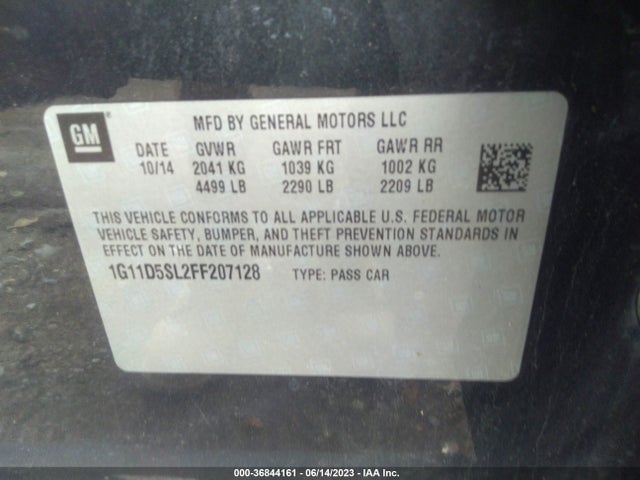 Chevrolet MALIBU 2LT 2015 1G11D5SL2FF207128 Image 9