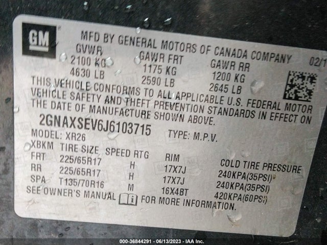 Chevrolet EQUINOX LT 2018 2GNAXSEV6J6103715 Image 9