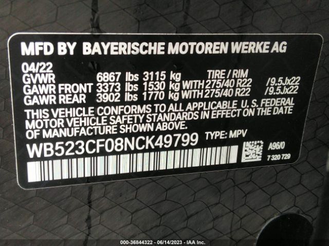 WB523CF08NCK49799 BMW Ix Xdrive50