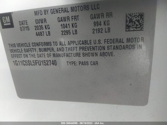 Chevrolet MALIBU 1LT 2015 1G11C5SL5FU152740 Image 9