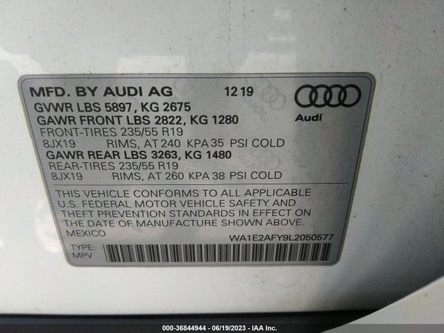 2020 AUDI Q5 PREMIUM PLUS VIN: WA1E2AFY9L2050577