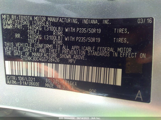 Toyota SIENNA SE 2016 5TDXK3DC4GS728426 Image 15