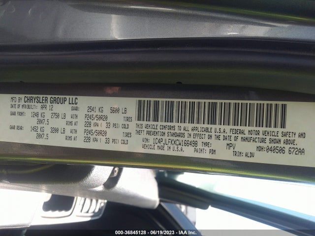 2012 JEEP LIBERTY LIMITED JET VIN: 1C4PJLFKXCW166498