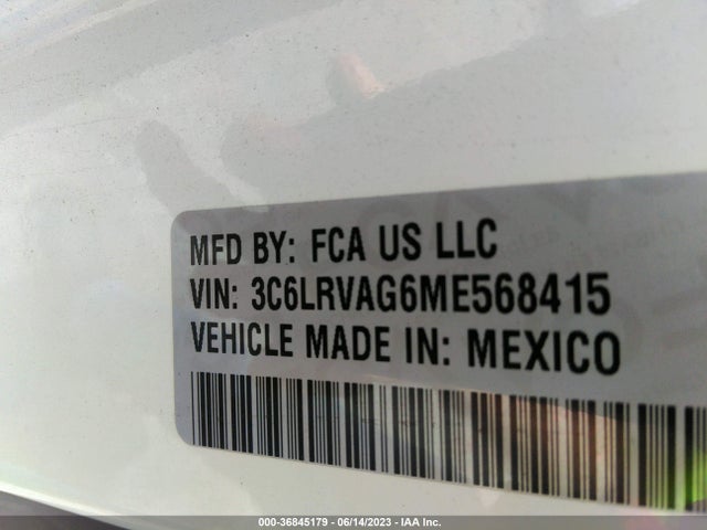 Продаж на аукціоні авто 2021 Ram Promaster Cargo Van, vin: 3C6LRVAG6ME568415, номер лоту: 36845179