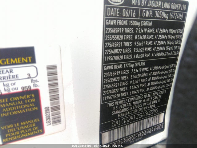 SALGS2KF2GA302280 Land Rover Range Rover Diesel Hse