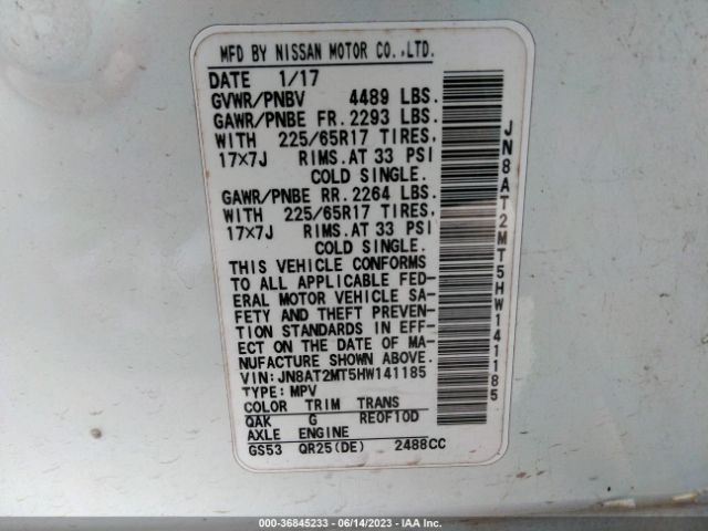 JN8AT2MT5HW141185 Nissan ROGUE S