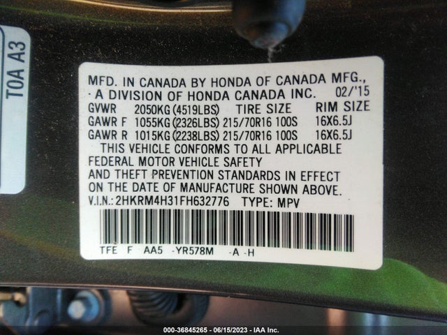 Honda CR-V LX 2015 2HKRM4H31FH632776 Image 9