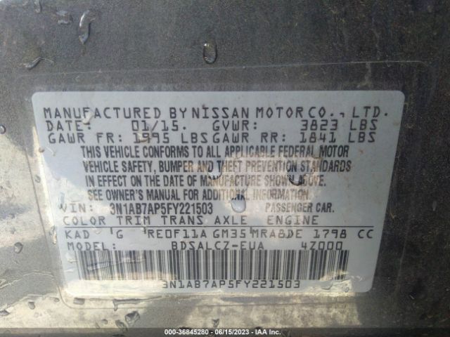 3N1AB7AP5FY221503 Nissan Sentra Sr/sl/s/sv/fe+ S