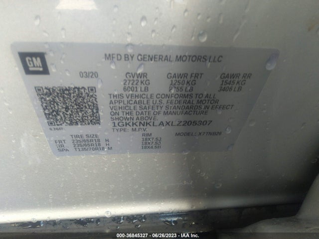 GMC ACADIA SLE 2020 1GKKNKLAXLZ205307 Image 9