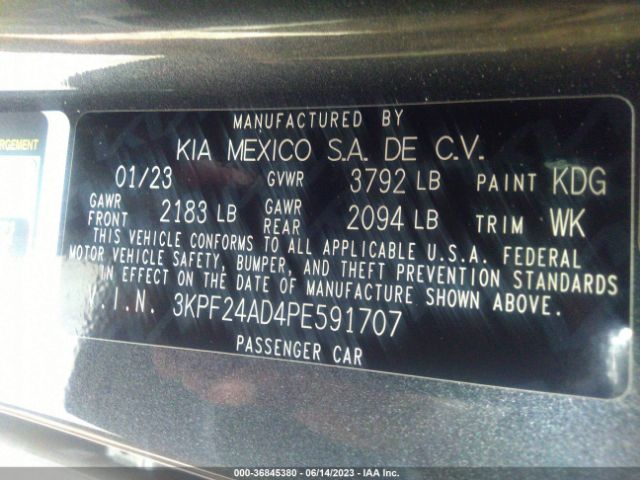3KPF24AD4PE591707 KIA Forte Lxs