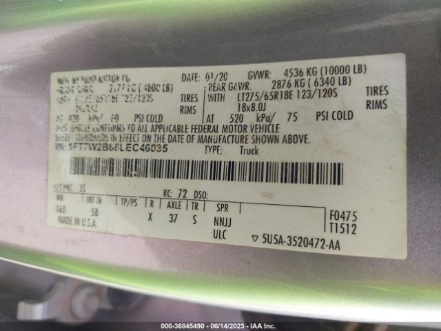 1FT7W2B66LEC46035 Ford Super Duty F-250 Srw Xl/xlt/lariat