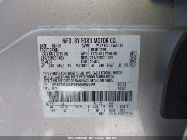 2FMTK3AP9FBB92980 Ford EDGE SPORT