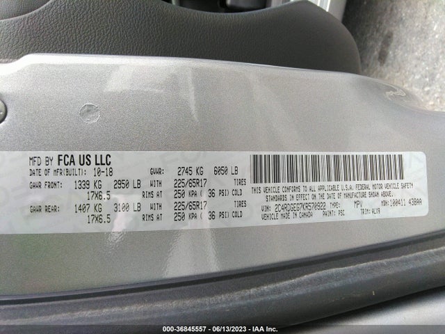 Dodge Grand Caravan Gt 2019 2C4RDGEG7KR570922 Image 9