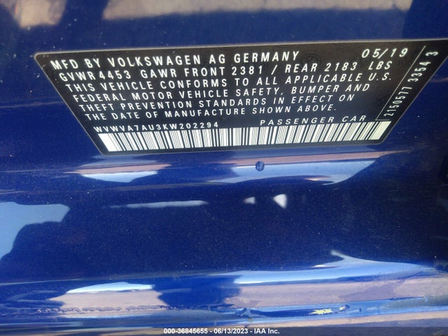 WVWVA7AU3KW202294 Volkswagen Golf R