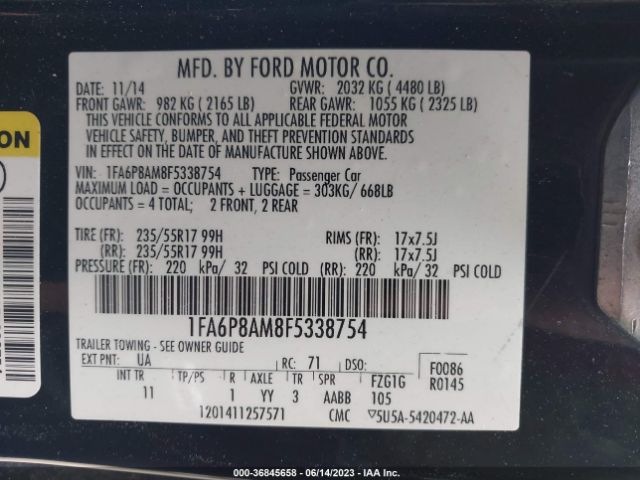 1FA6P8AM8F5338754 Ford Mustang V6