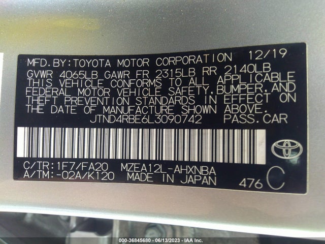 Toyota Corolla Hatchback Se 2020 JTND4RBE6L3090742 Image 15