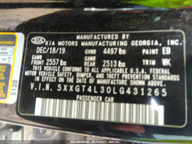 5XXGT4L30LG431265 KIA Optima Lx