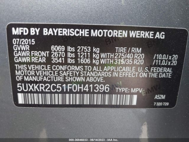 5UXKR2C51F0H41396 BMW X5 Sdrive35i