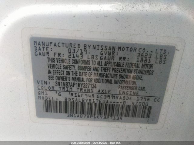 3N1AB7AP1KY327134 Nissan SENTRA S
